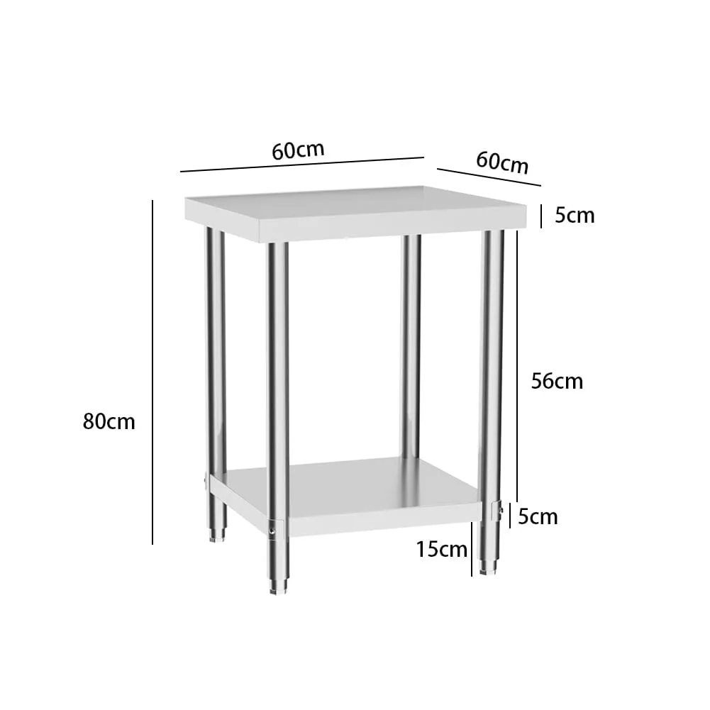 2 Tier Commercial Kitchen Prep and Work Stainless Steel Table