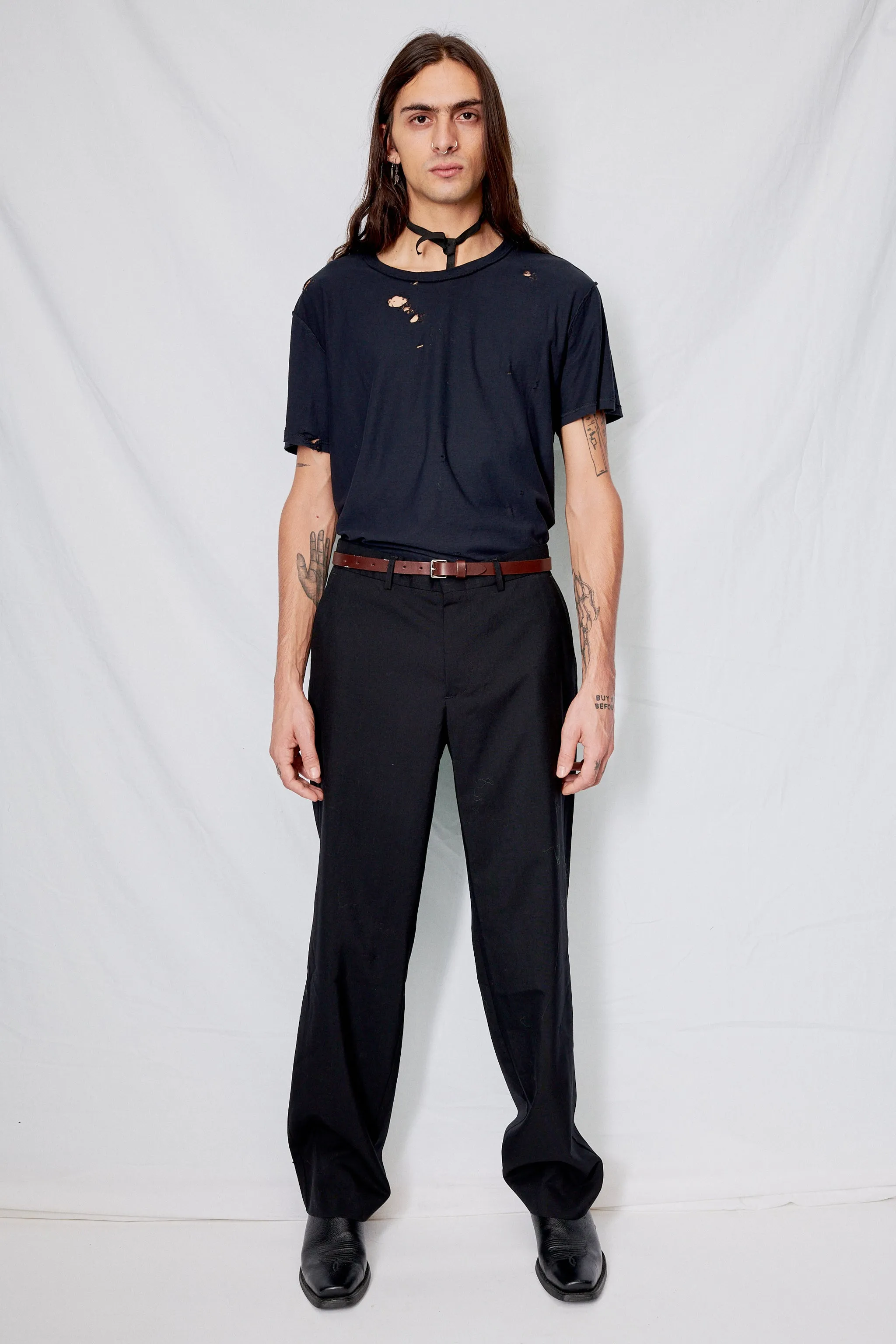 Black Suiting Straight Leg Trouser