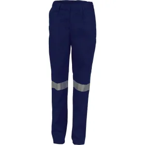 Dnc Workwear Ladies Cotton Drill Pants With 3m Reflective Tape - 3328