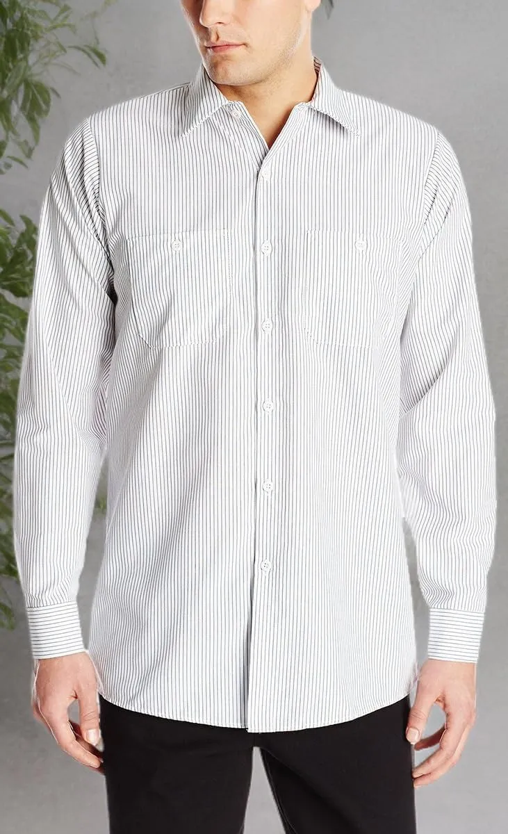 Red Kap Men's Long Sleeve Industrial Stripe Work Shirt