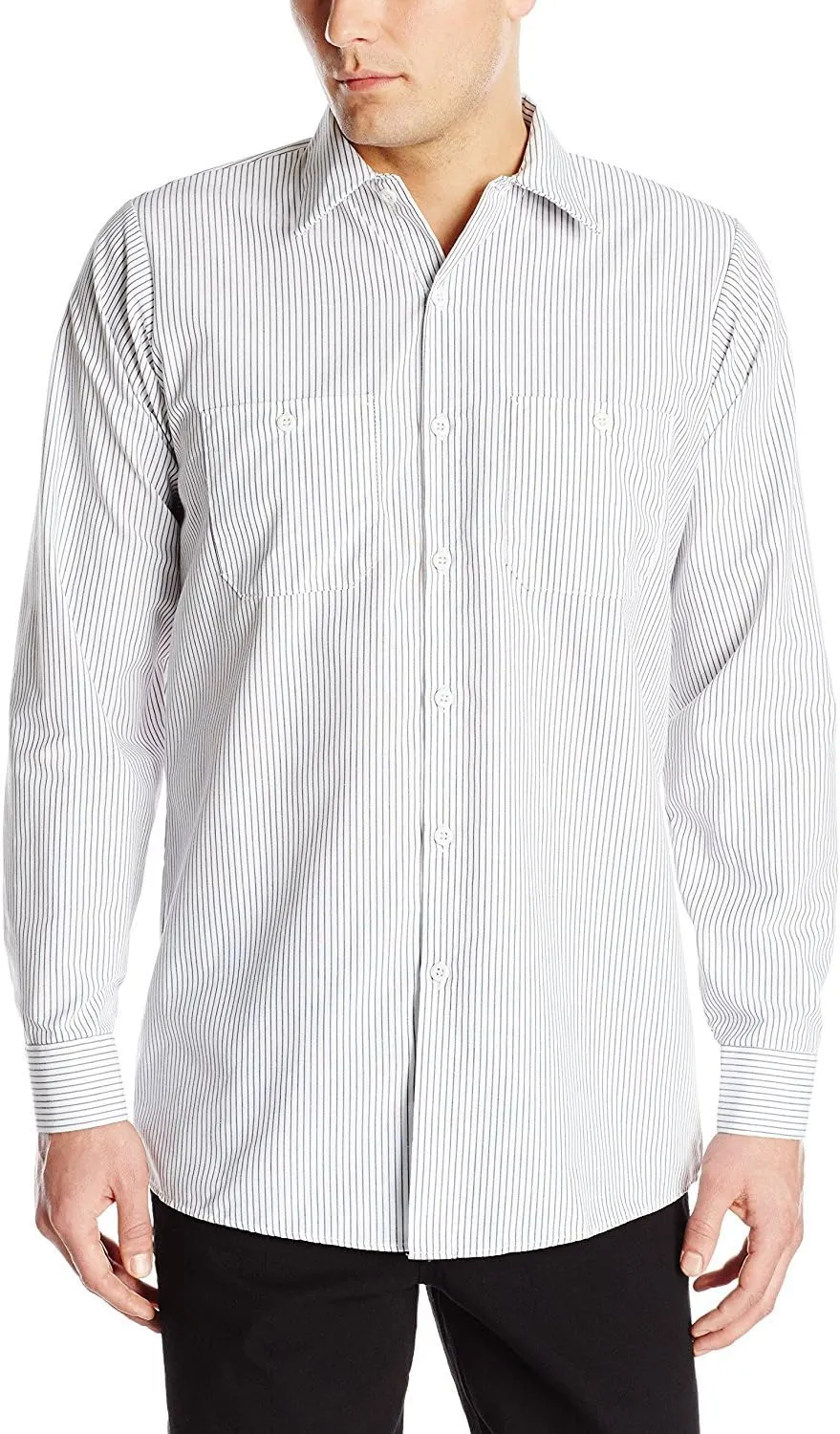 Red Kap Men's Long Sleeve Industrial Stripe Work Shirt