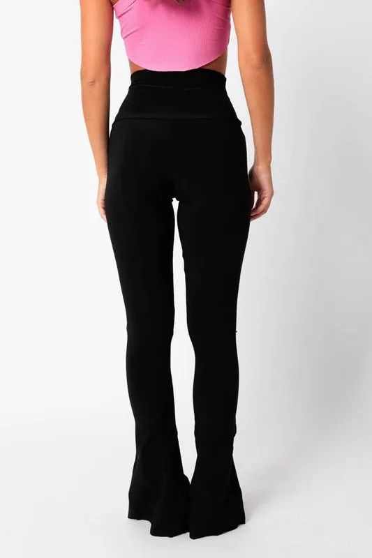 SPLIT HEM DRESS LEGGING PANTS